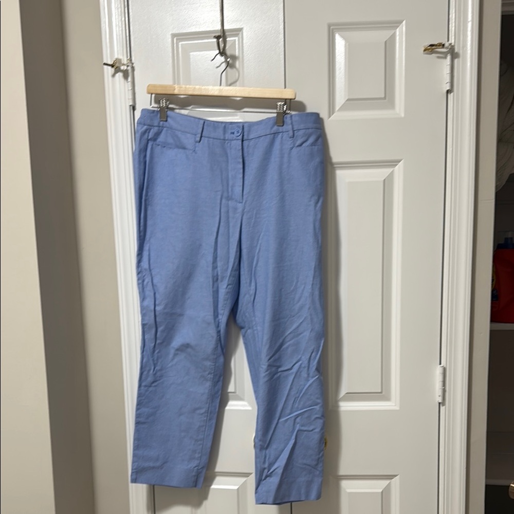 Talbots Blue Trousers Lightweight Cotton Blend